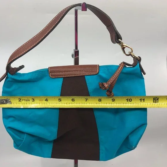 LONGCHAMP Blue Brown Fabric Chic Shoulder Bag - Picture 2 of 8